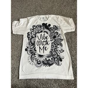Electro Threads Women's Small XS Floral Graphic Short Sleeve Tee White K